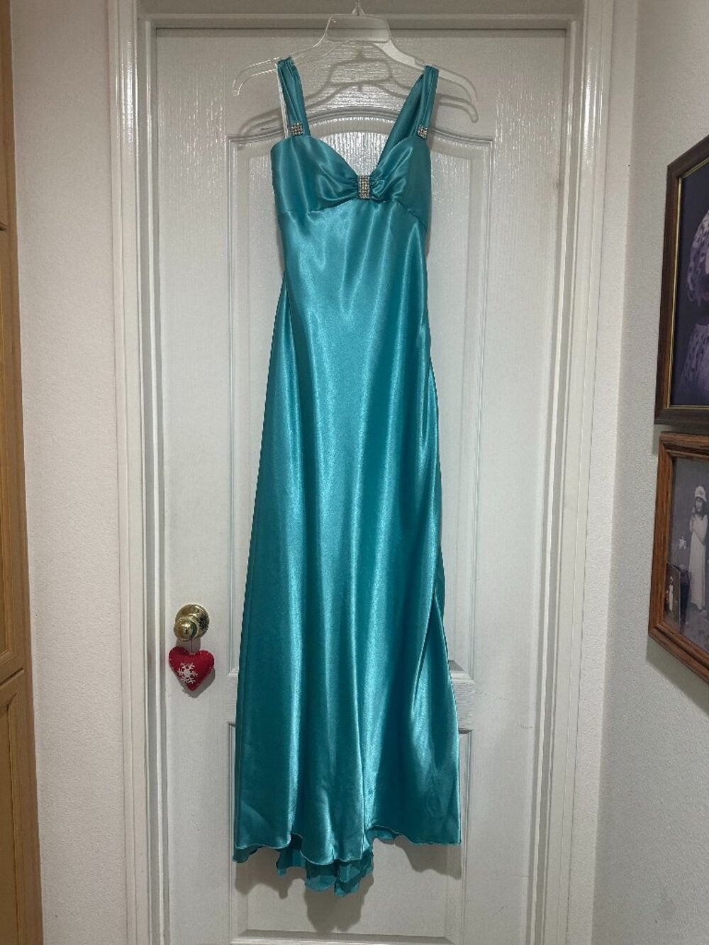 Jessica Mcclintock for Gunne Sax Criss Cross Back Turquoise Silky Dress Womens 3